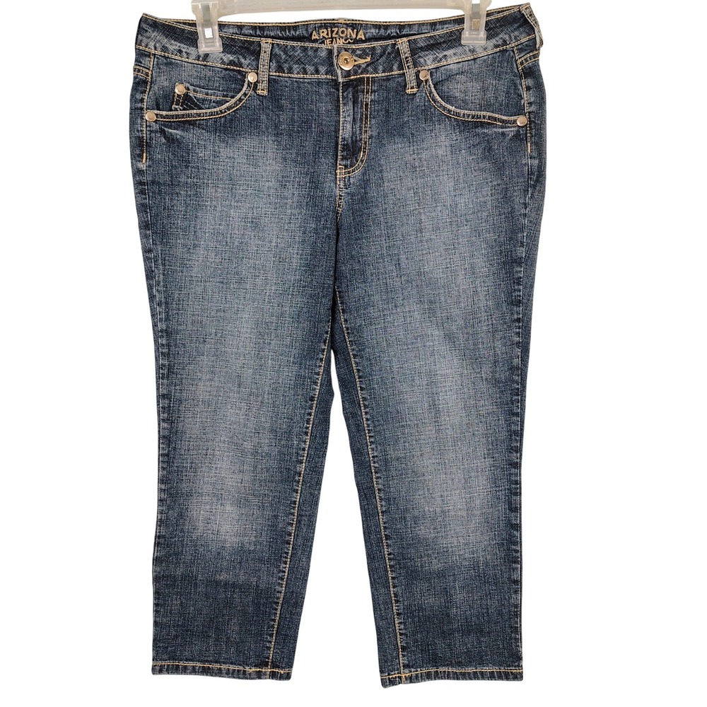 Arizona Womens SZ 13 Denim Capris Blue Cotton Blend Y2K McBling Gorpcore